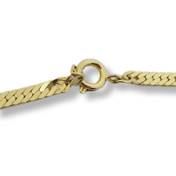 VINTAGE PISCES MOTHER OF PEARL PENDANT & GOLDPLATE HERRINGBONE CHAIN NECKLACE - Picture 7 of 7